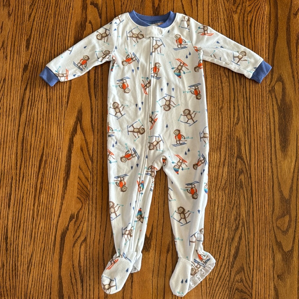 Carters 2T skiing monkeys one piece Pajamas